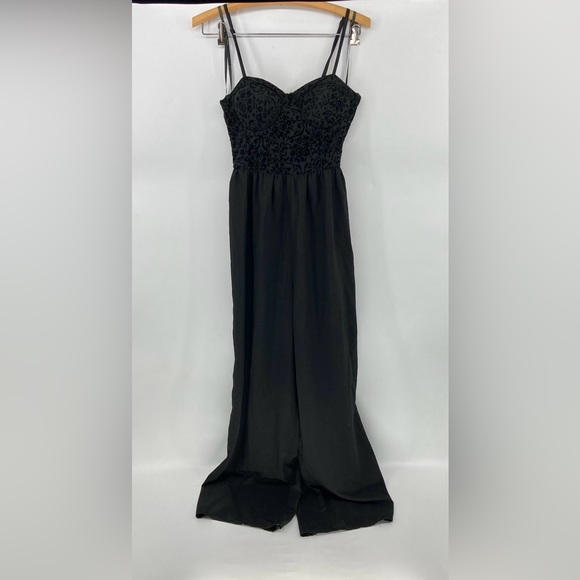 Band of the Free Black Velvet Bustier Wide Leg Jumpsuit Size Small - Picture 1 of 7
